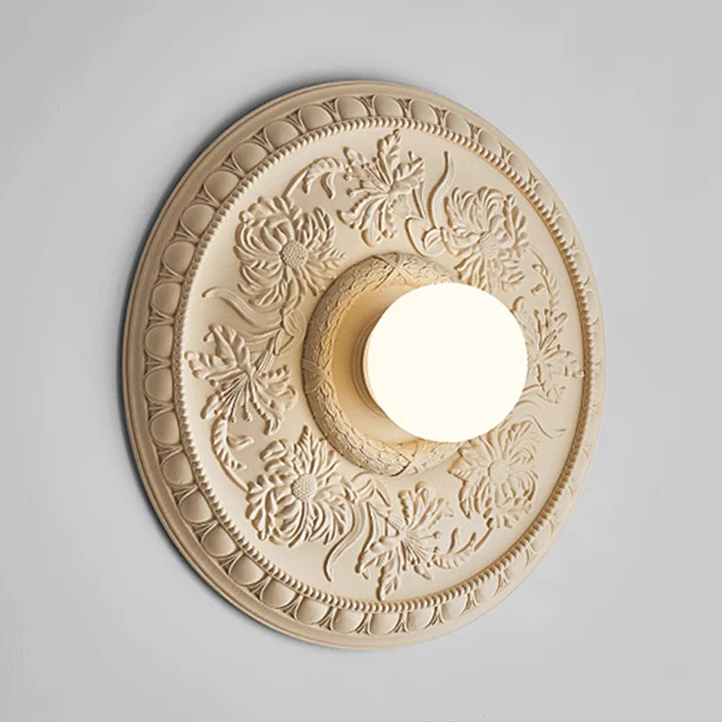 High-end retro wall light with white glass shade