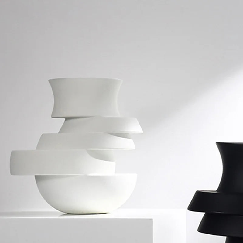 geometric resin vase for modern floral decoration
