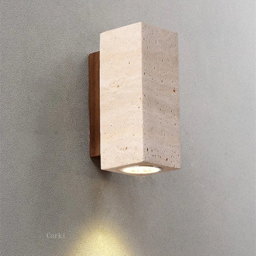 Wabi sabi travertine LED decorative indoor wall light - vue 3 sur 10
