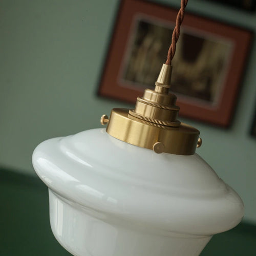 Iwhd modern Nordic style glass and copper LED pendant light - vue 5 sur 28