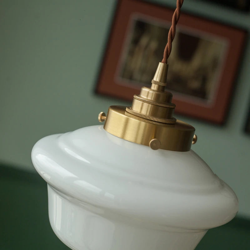 Iwhd modern Nordic style glass and copper LED pendant light - vue 4 sur 28