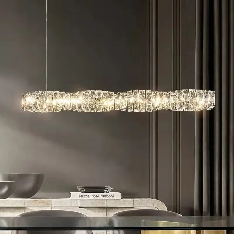 Modern crystal chandelier with dimmable remote control for restaurants - vue 3 sur 22