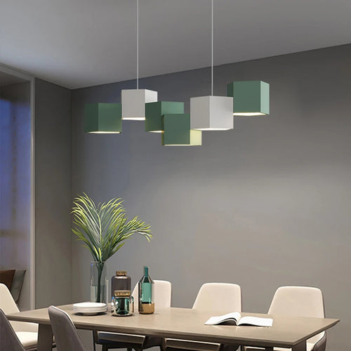 Modern simple nordic style creative hexagonal prism indoor chandelier - vue 5 sur 11