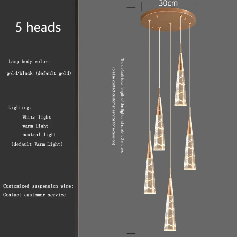 Modern branch pendant chandelier with long LED line