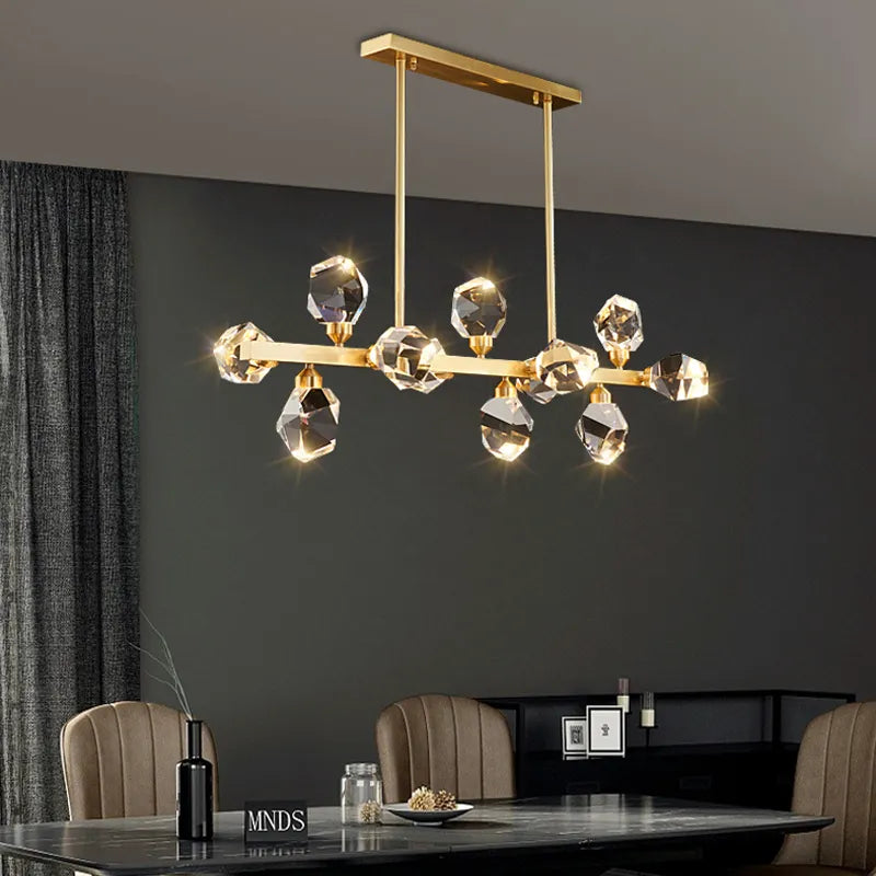 Brass crystal LED chandelier gold home decor
