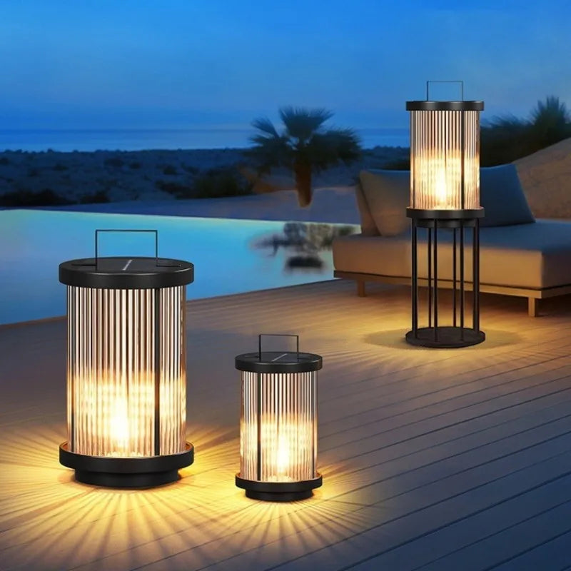 Outdoor waterproof solar glass garden floor lamp