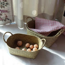 hand-woven straw storage basket for various uses