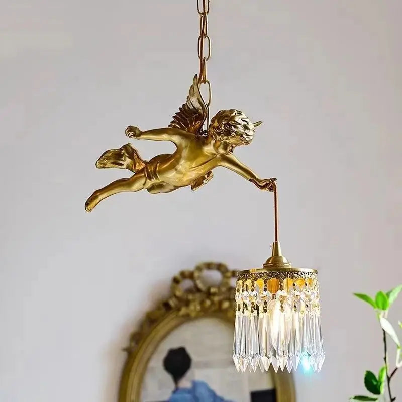 Led crystal chandelier with angel wings luxurious European decoration