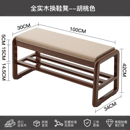 solid wood shoe bench for practical storage - vue 10 sur 9