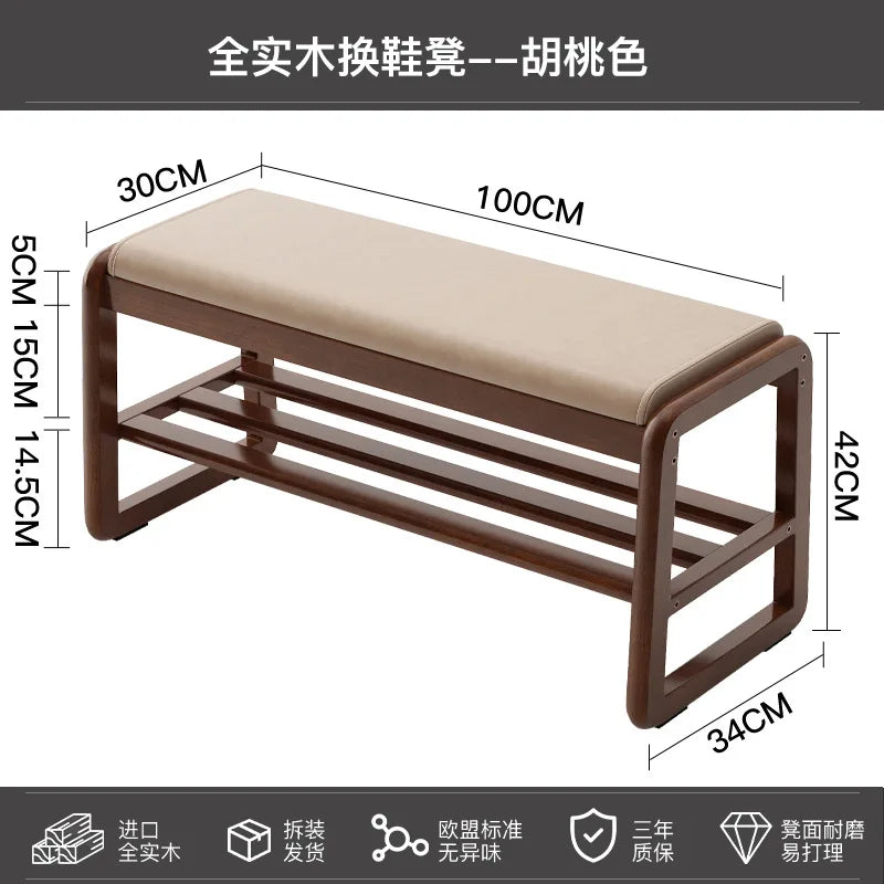 solid wood shoe bench for practical storage - vue 9 sur 9