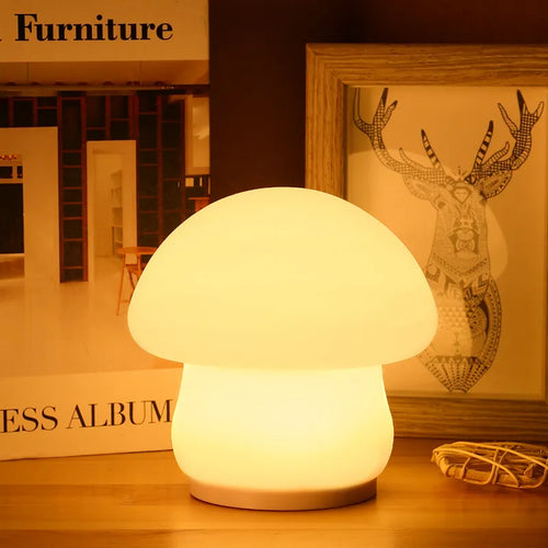 Mushroom LED night light silicone touch sensor battery lamp for baby room and bedside decor christmas gift - vue 2 sur 8
