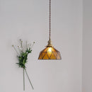 Nordic vintage brass and glass pendant light