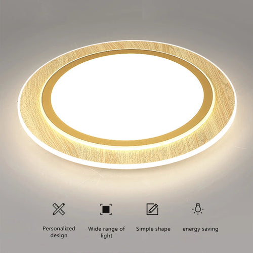 Ultra-slim wooden LED ceiling lights Japanese style - vue 6 sur 9