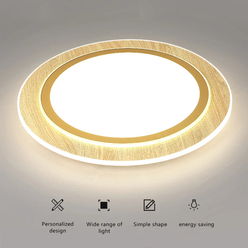 Ultra-slim wooden LED ceiling lights Japanese style - vue 5 sur 9