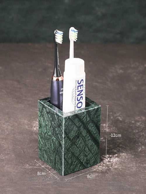 organized marble bathroom accessory set - vue 18 sur 21