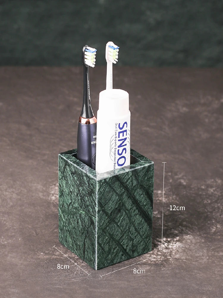 organized marble bathroom accessory set - vue 17 sur 21