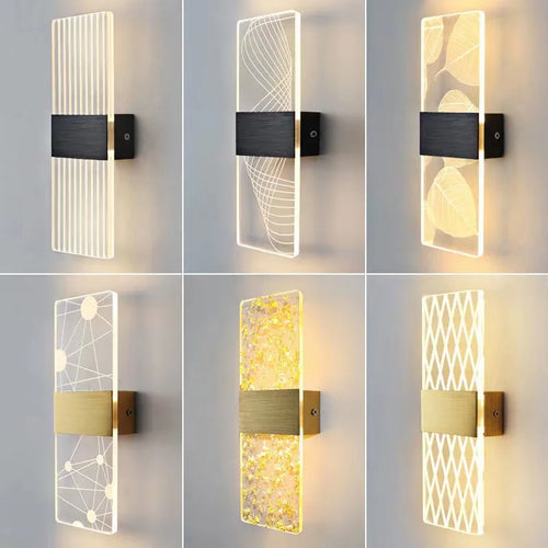 Nordic brushed gold acrylic LED wall light for interior decoration - vue 3 sur 23