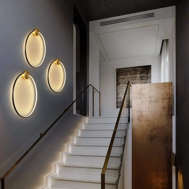 Brass LED wall light art deco style for modern interiors