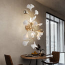 Modern ceramic gold ginkgo leaf wall light for hotel