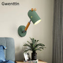 Nordic wooden and iron wall light for children