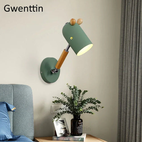 Nordic wooden and iron wall light for children - vue 4 sur 9