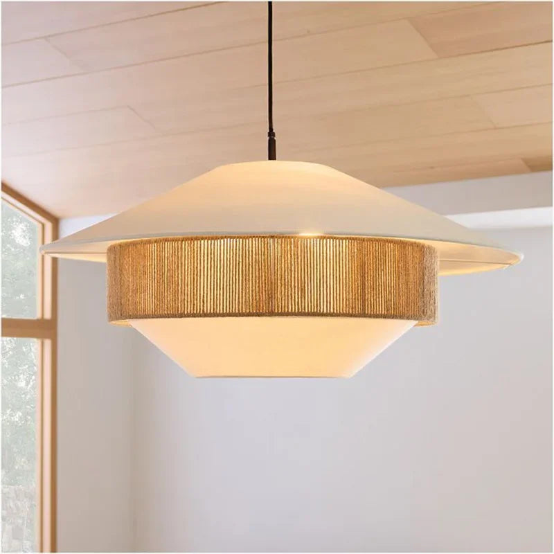 Wabi-sabi vintage handmade hemp pendant light
