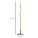 HOMCOM bamboo stand rack with 8 hooks Ø 37.8x175.6 cm Natural