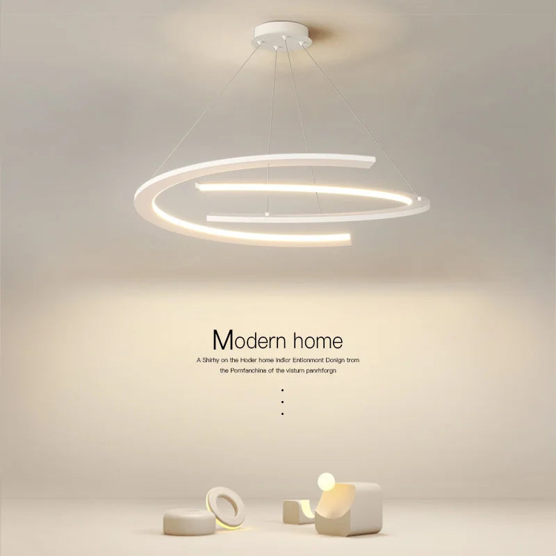 Double semicircle LED pendant light nordic minimalist living room style