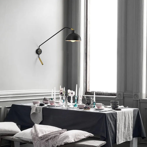 Nordic industrial style wall light with retro swing arm - vue 3 sur 10