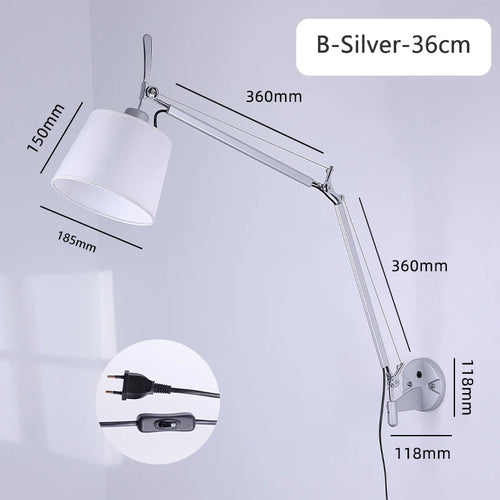 Nordic industrial foldable wall light with long swing arm - vue 10 sur 11