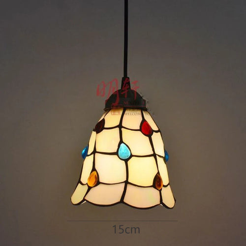 Tiffany stained glass pteris pendant light decorative indoor fixture - vue 9 sur 9