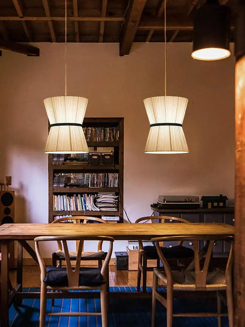 Wabi Sabi fabric chandelier for modern interior decor - vue 3 sur 9