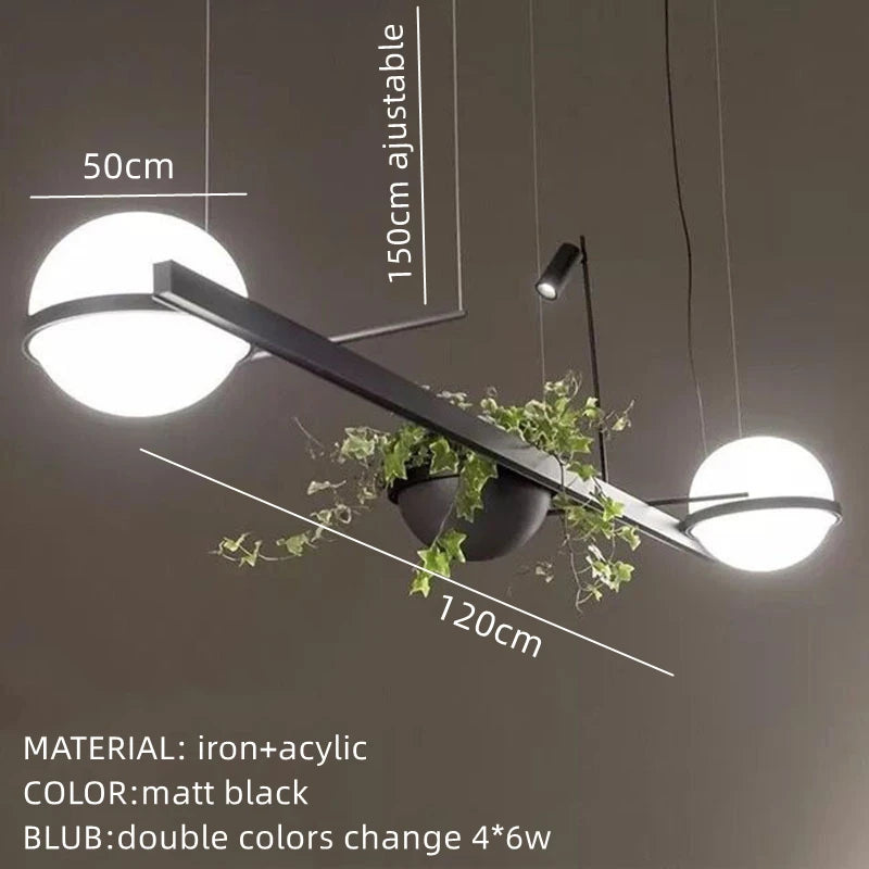 Modern nordic chandelier with hanging led flower pot - vue 11 sur 18