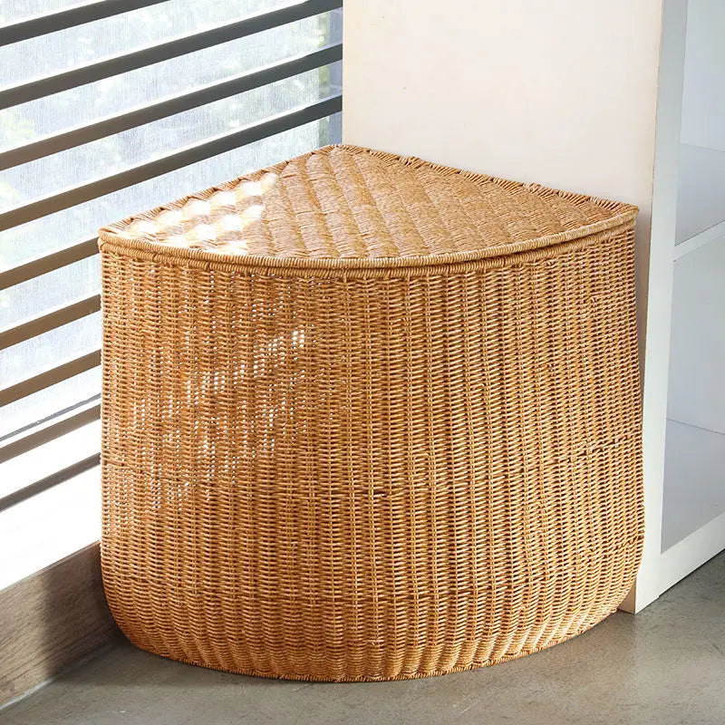 Woven corner laundry and storage basket