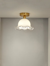 Modern ceiling light in antique glass and brass, unique and minimalist