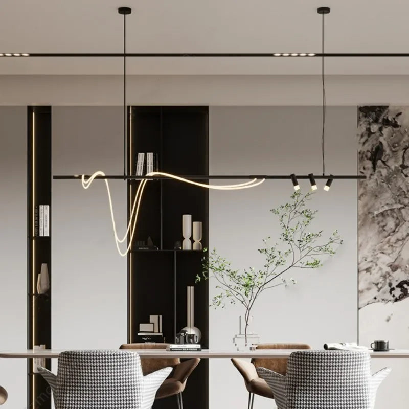 Minimalist nordic LED chandelier for restaurants and bars - vue 5 sur 9