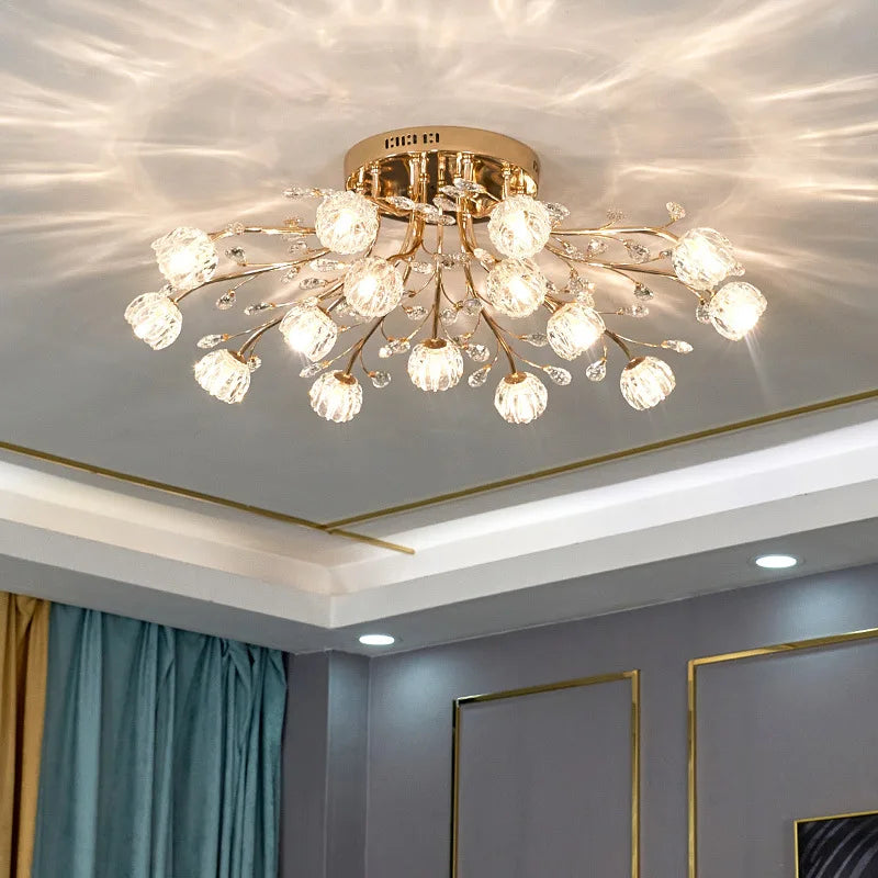 Luxury nordic crystal flower glass LED decorative chandelier - vue 4 sur 9
