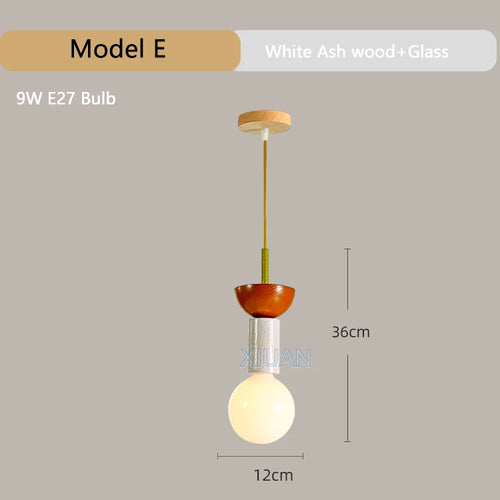 Modern wooden chandelier with LED for home - vue 10 sur 13