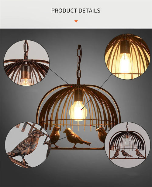 Wrought iron birdcage chandelier for café and bar - vue 3 sur 6