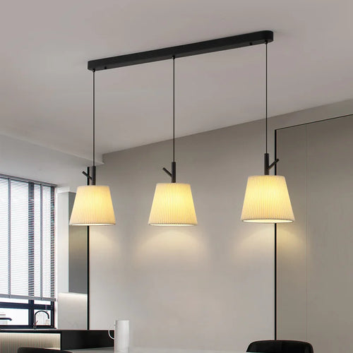 Pleated fabric chandelier for modern interior decor - vue 2 sur 8