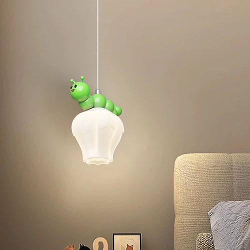 Modern children's cartoon caterpillar planet chandelier - vue 3 sur 12