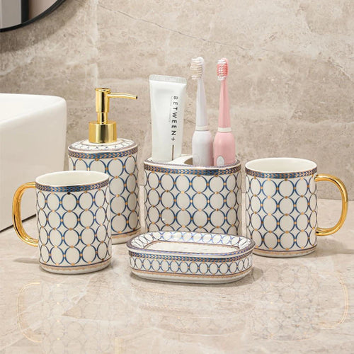 stylish and practical ceramic bathroom accessory set - vue 5 sur 17