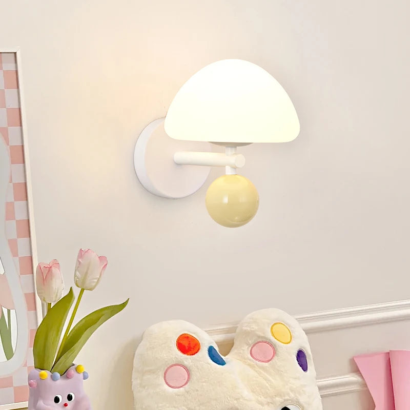 Nordic mushroom LED wall light for creative ambience