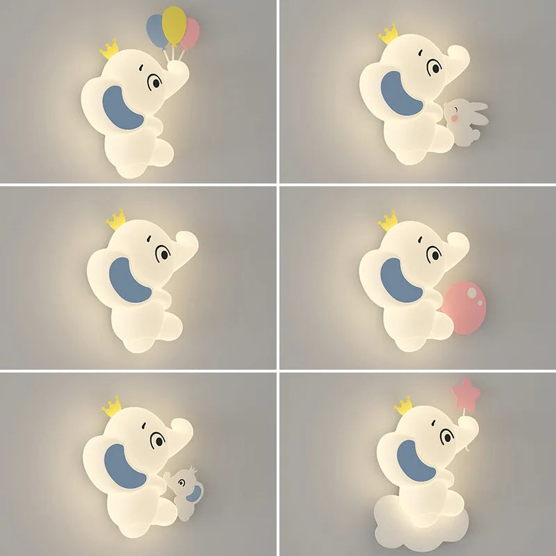 Modern elephant children's wall light with soft glow - vue 6 sur 12