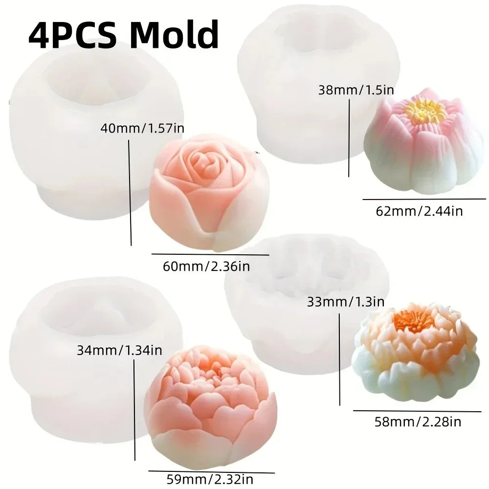 new silicone mold bouquet roses chrysanthemum peony Valentine's Day gift - vue 12 sur 18