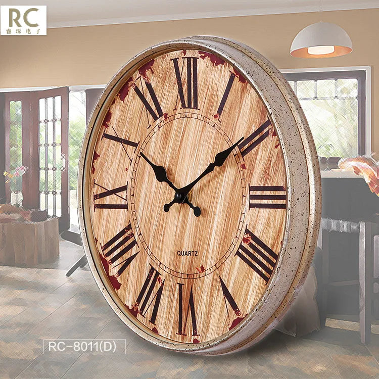 retro silent shabby chic wall clock for home decor - vue 4 sur 7