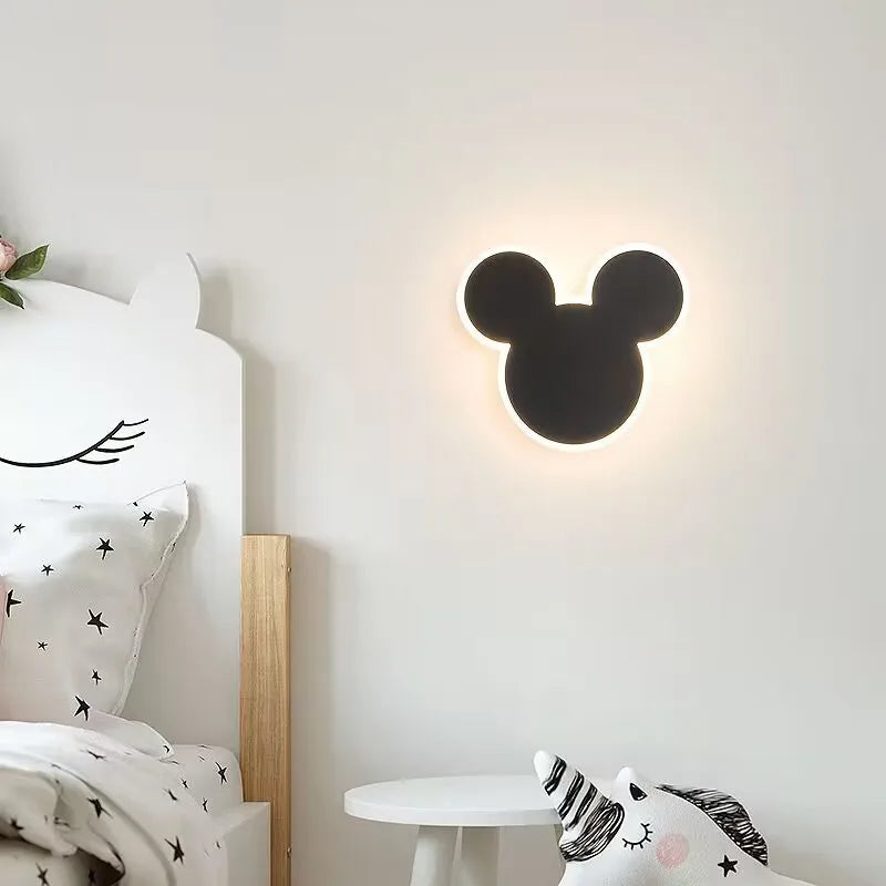 modern mickey wall light for kids home decor - vue 4 sur 9