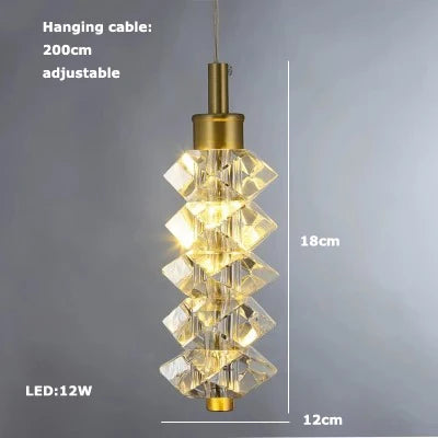 Art deco crystal glass pendant light with LED lighting - vue 17 sur 25