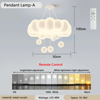 Remote control dimmable star globe pendant lampshade chandelier