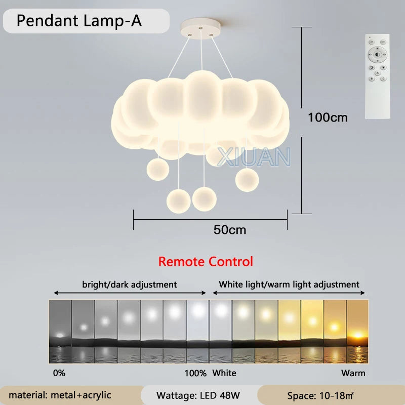 Remote control dimmable star globe pendant lampshade chandelier